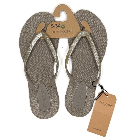 Ilse Jacobsen Cheerful Flip-Flops Glitter in Atmosphere Gray Size 8 NWT - Picture 5 of 5